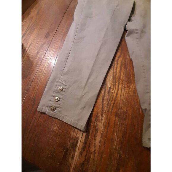 Size 14 Ruby Rd Brown Flat Front Elastic Side Waist Ankle Pants with Detail - Picture 2 of 4